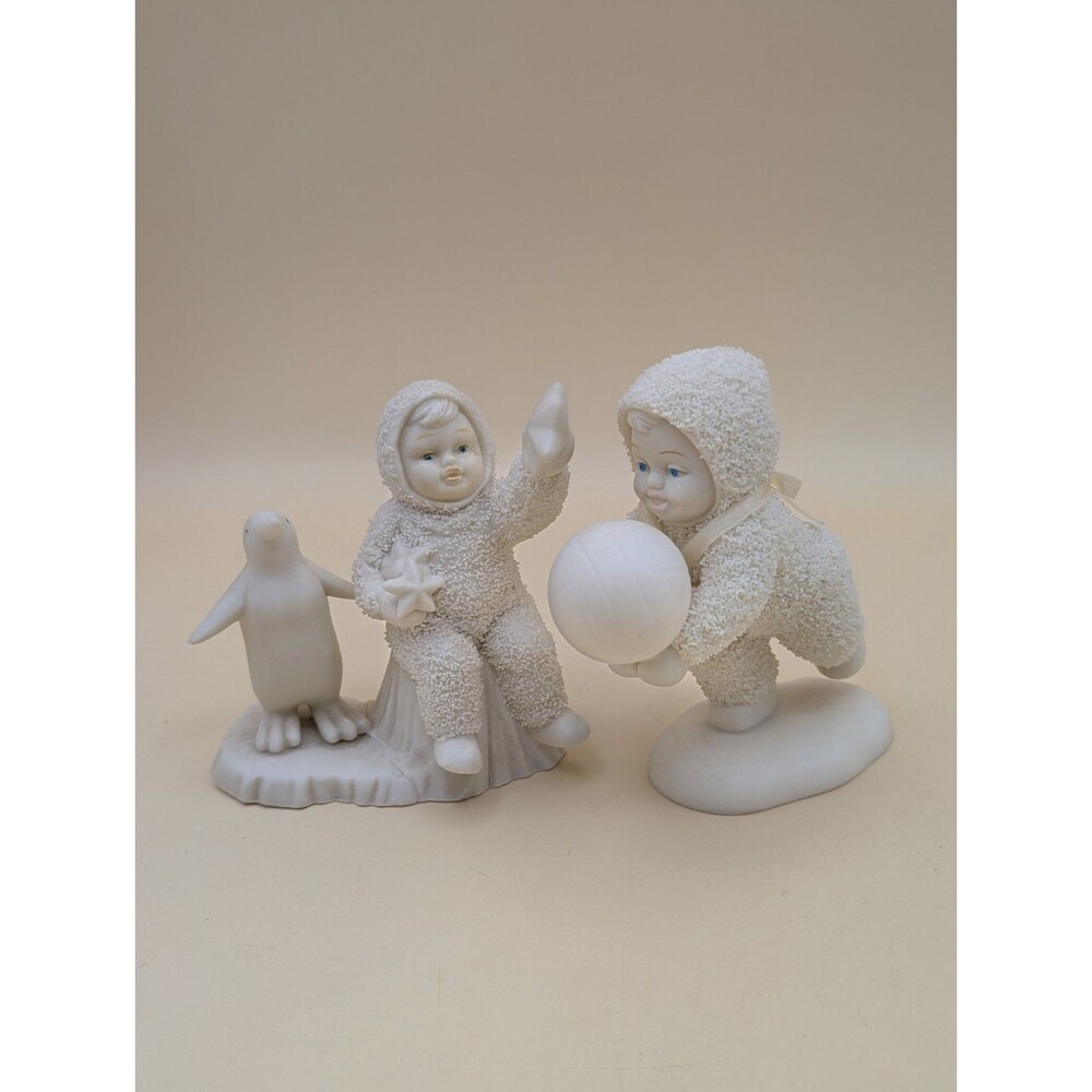 Dept 56 Snowbabies Figurine Lot Wishing on a Star Penguin & Ready Set Ball